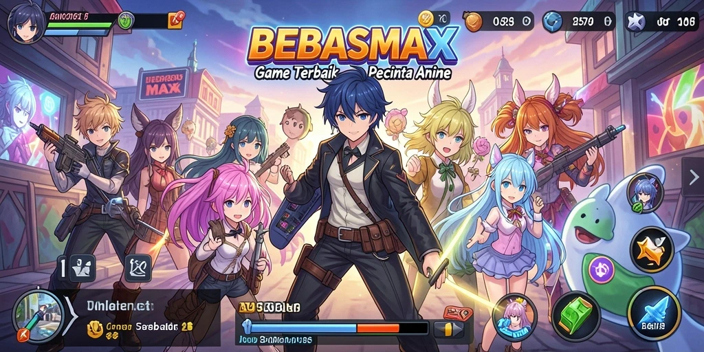 Tampilan gameplay BEBASMAX yang penuh warna dan dinamis.