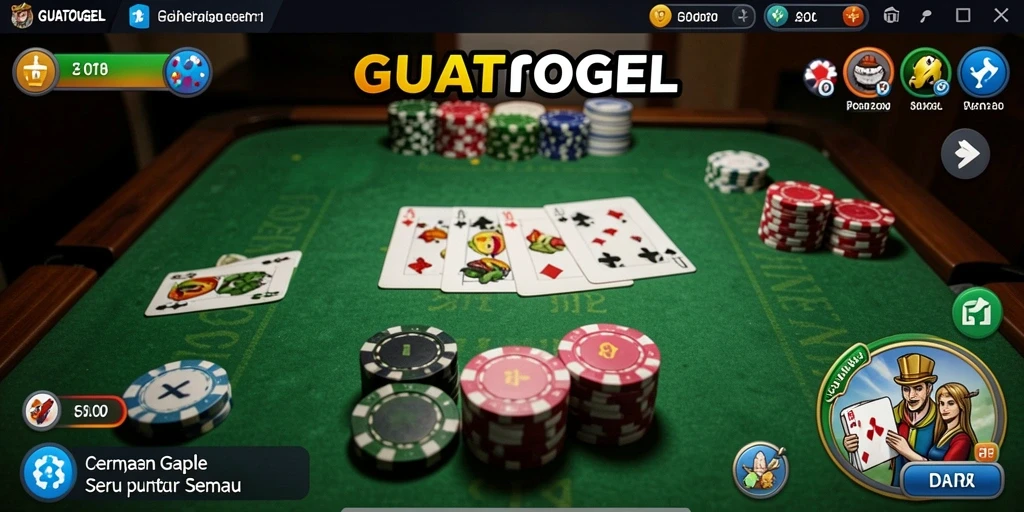 Screenshot gameplay GUATOGEL menampilkan suasana seru saat bermain Gaple.