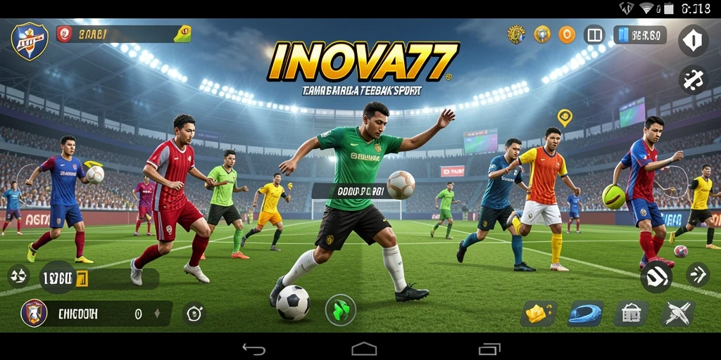Screenshot gameplay INOVA77 yang menampilkan aksi seru di lapangan olahraga.