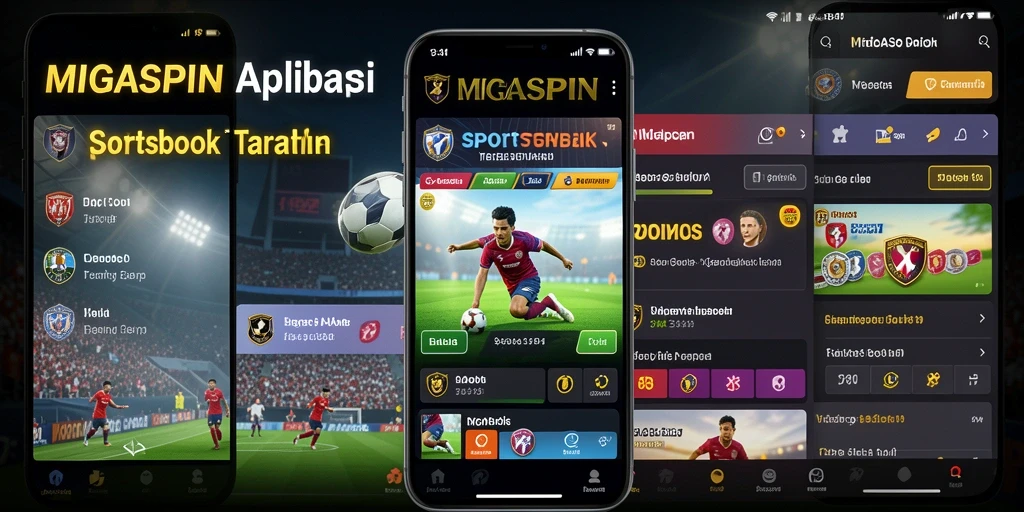 Screenshot utama MIGASPIN menampilkan tampilan taruhan olahraga yang dinamis.