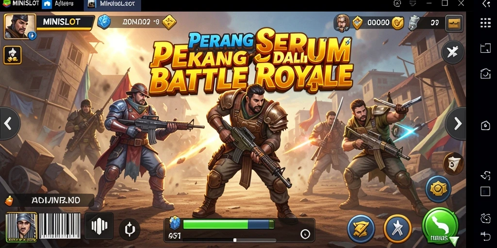 Screenshot gameplay MINISLOT menampilkan pertempuran Battle Royale yang mendebarkan.