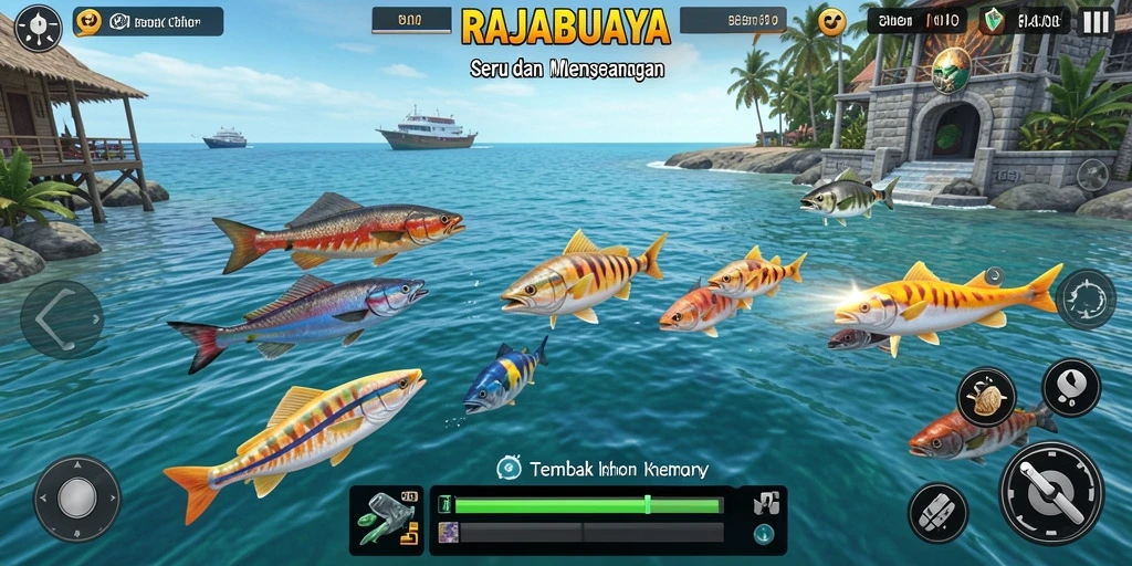 Tampilan gameplay menembak ikan yang seru dan menantang.