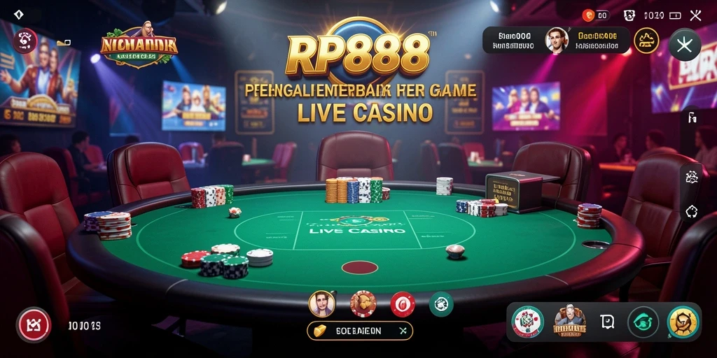 Tangkapan layar utama RP888 menampilkan gameplay Live Casino yang mendebarkan.