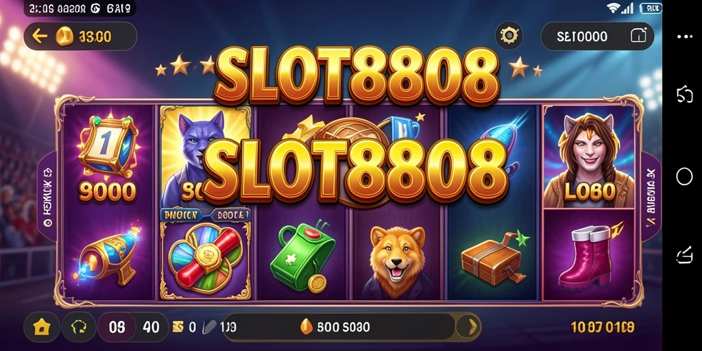 Screenshot menunjukkan gameplay menyenangkan dari SLOT8808 dengan mesin slot yang beragam.